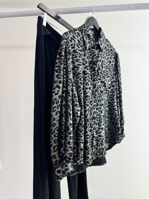 Silver Grey Leopard Print Blouse