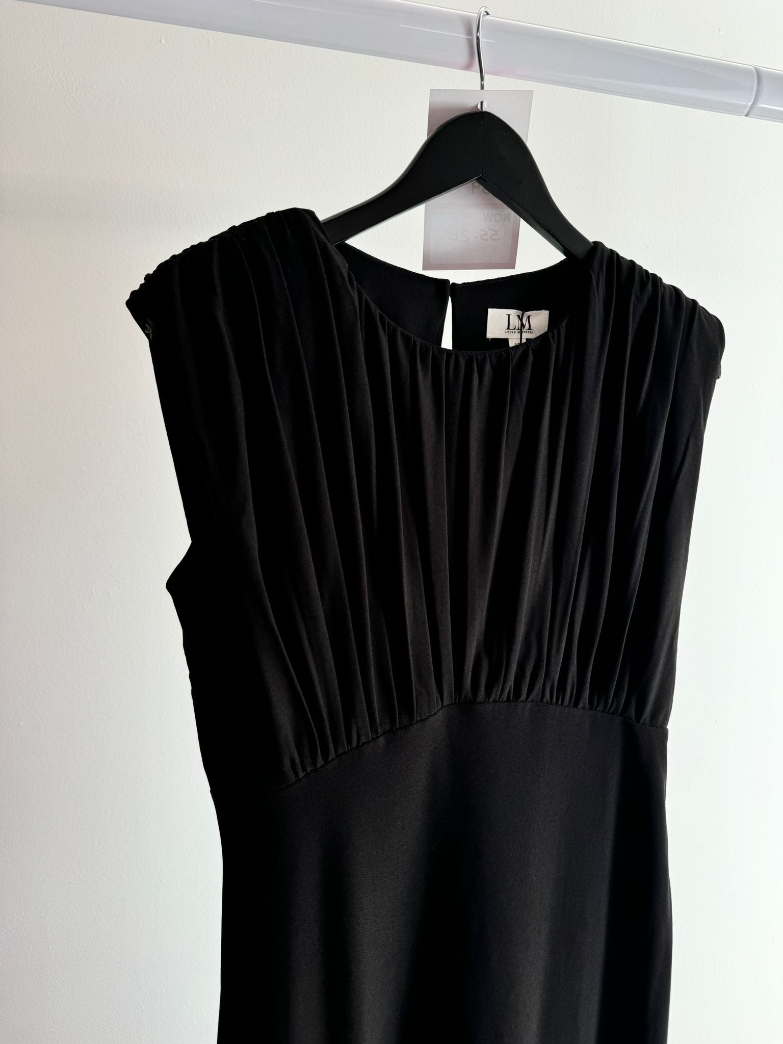 Black Gathered Detail Midaxi Dress