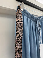 Scarlett Wide Leg Leopard Trim Trousers