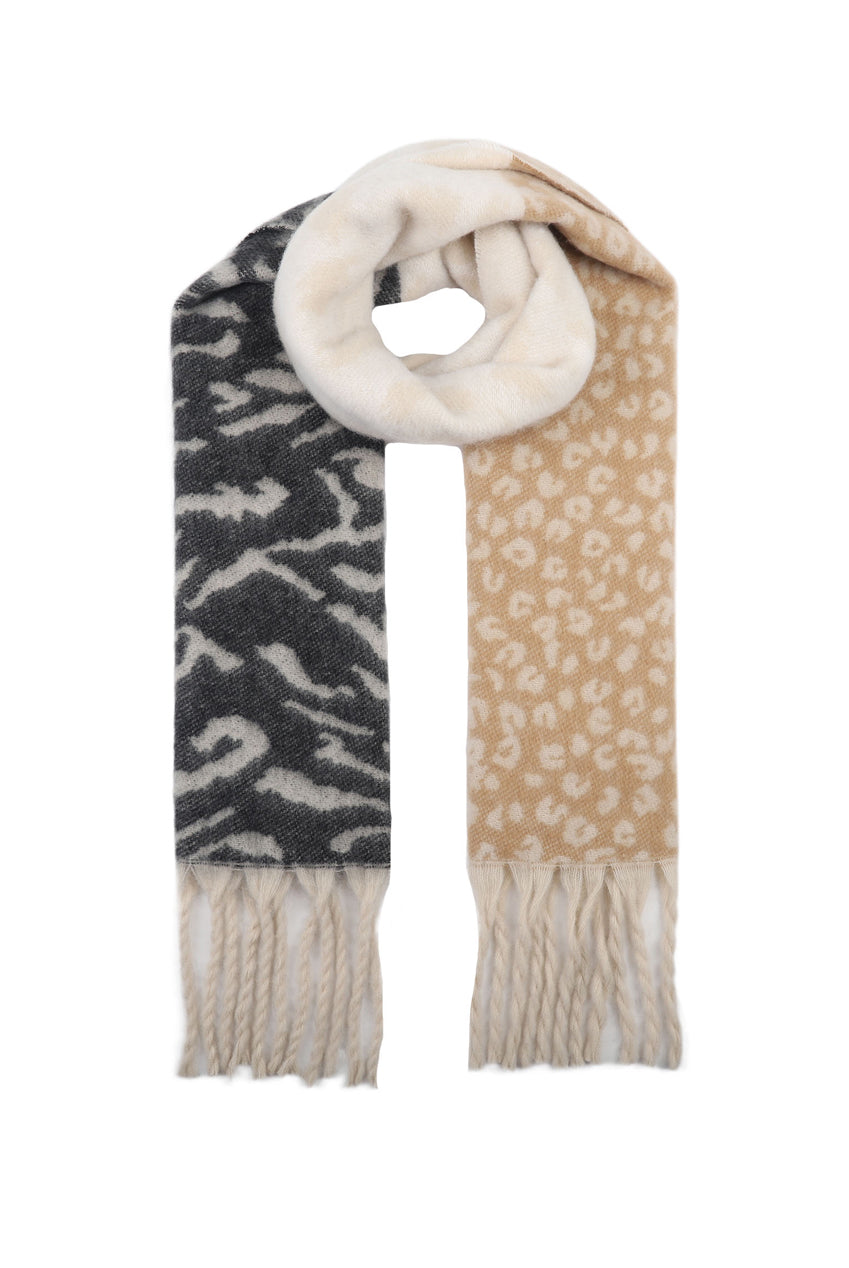 Dual Animal Print Wool Blend Scarf