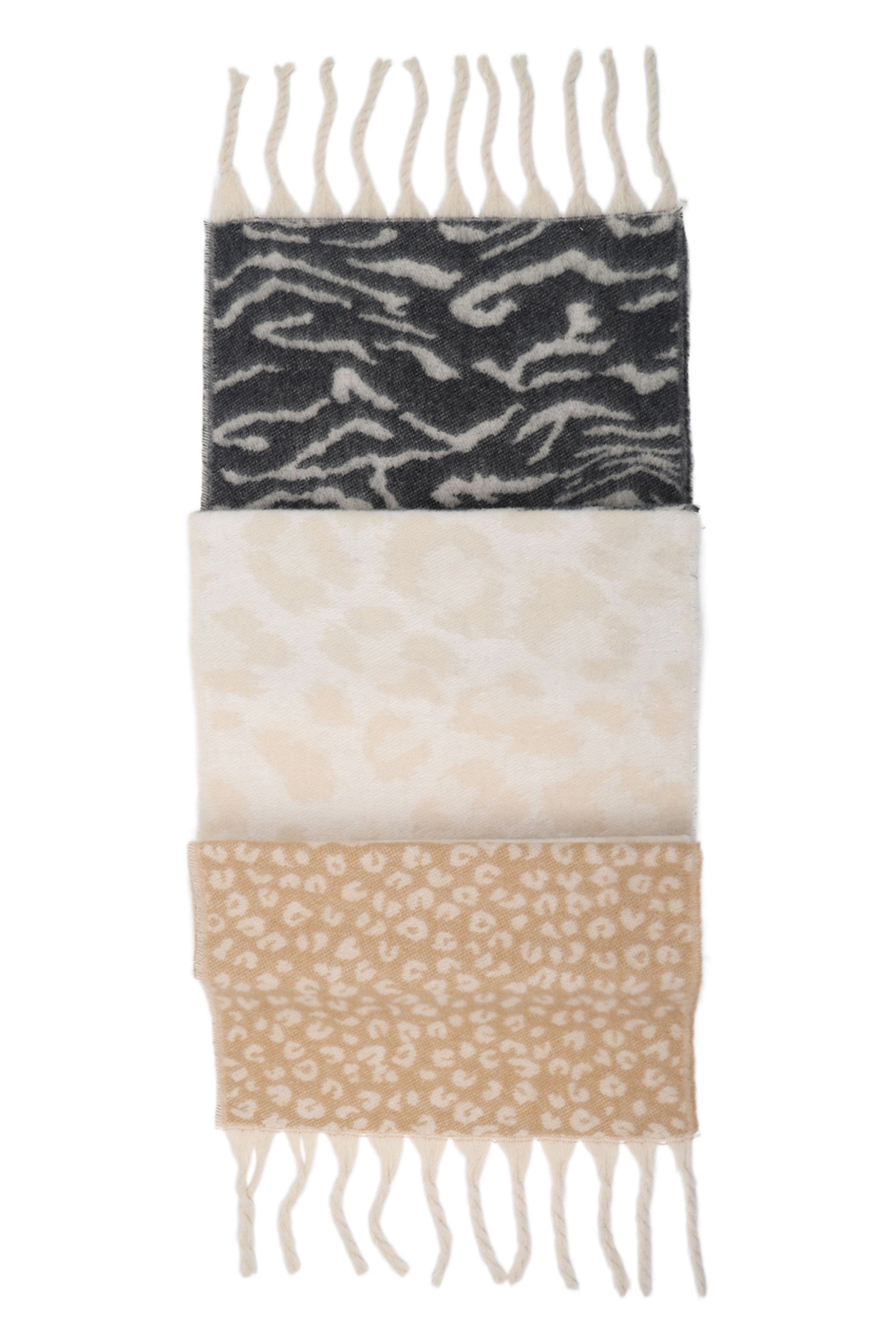 Dual Animal Print Wool Blend Scarf