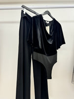 Black Velvet Draped Bodysuit