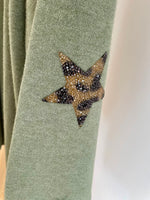 Leopard Star Patch Sleeve Cardigan