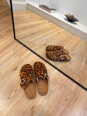 Leopard Footbed Clogs