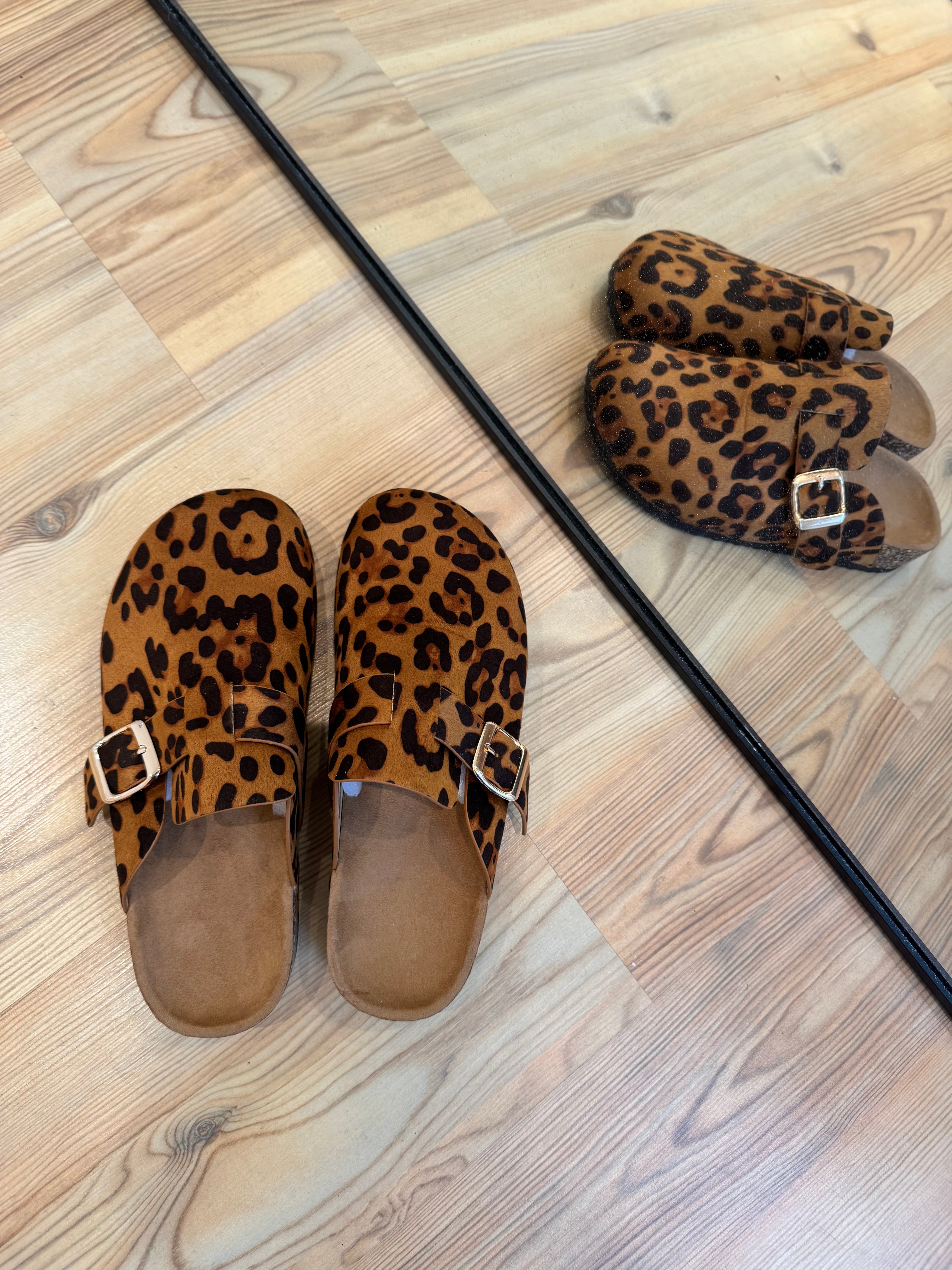 Leopard Footbed Clogs