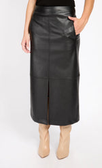 Black Leather Look Midaxi Skirt