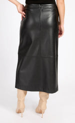 Black Leather Look Midaxi Skirt