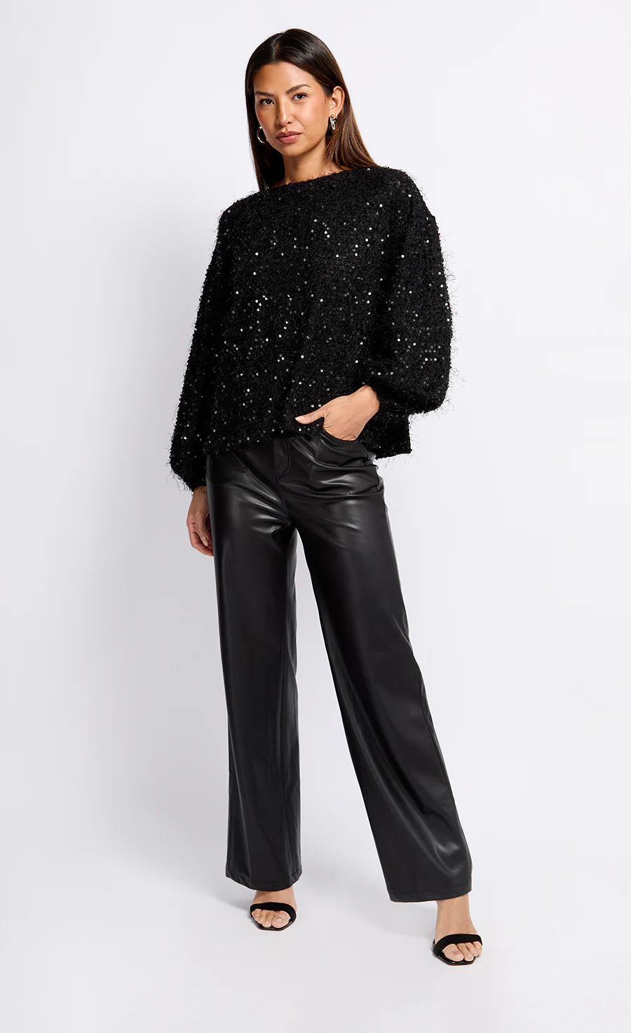 Black wet look trousers hotsell